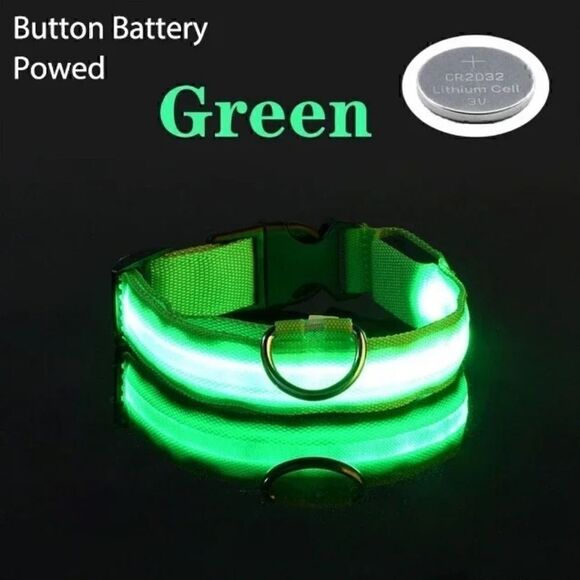 LED Dog Collar USB Charging Saftey Nightlight Flashing 3 Modes Pink Or Green NWT - Picture 2 of 8